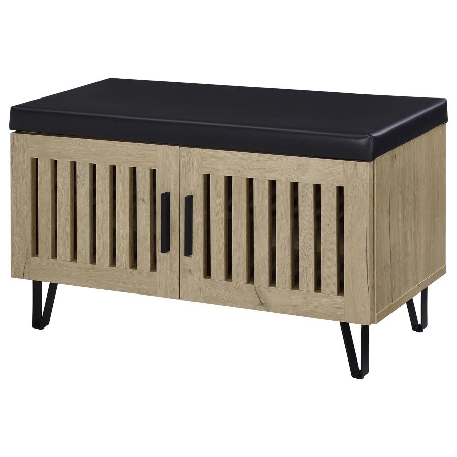Brixton 2-door Padded Entryway Shoe Storage Bench White Oak-zoom-5