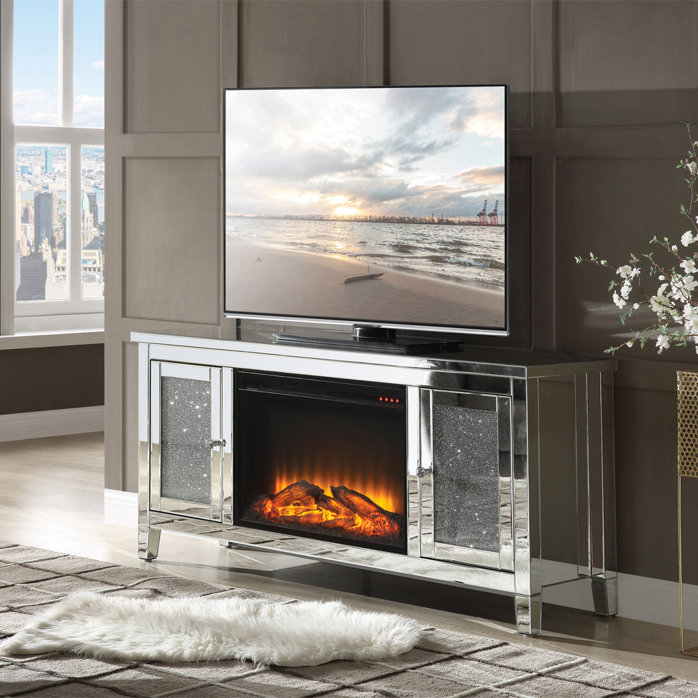 ACME Noralie Fireplace TV Stand – front view – Lusso Furniture Miami