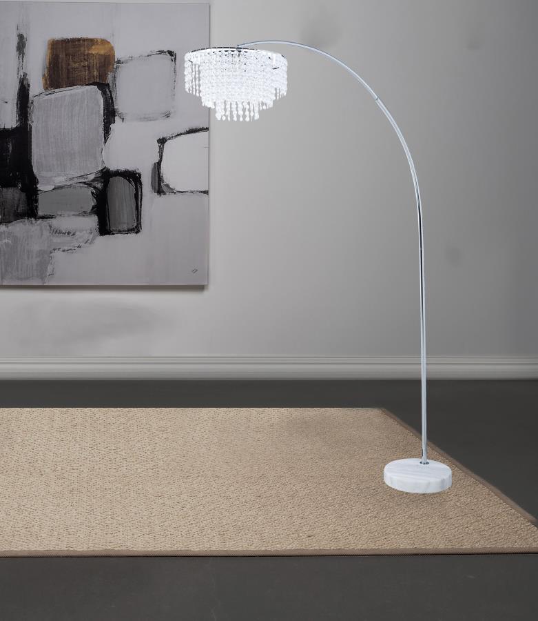 Shirley 86-inch Hanging Crystal Arc Metal Floor Lamp Chrome-zoom-