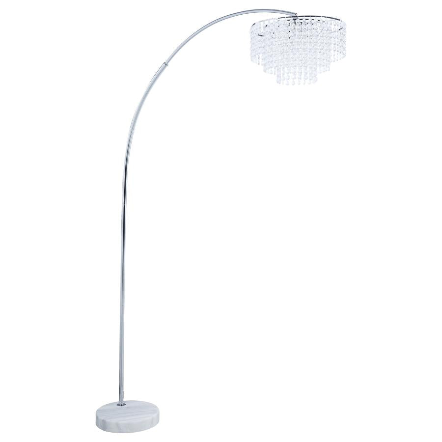 Shirley 86-inch Hanging Crystal Arc Metal Floor Lamp Chrome-zoom-1