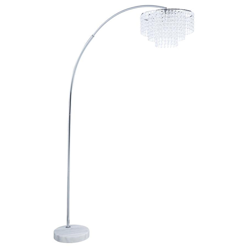 Shirley 86-inch Hanging Crystal Arc Metal Floor Lamp Chrome-zoom-