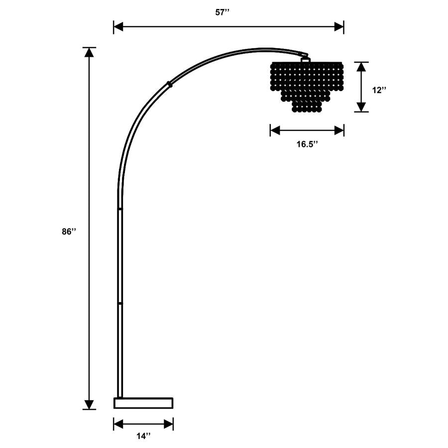 Shirley 86-inch Hanging Crystal Arc Metal Floor Lamp Chrome-3