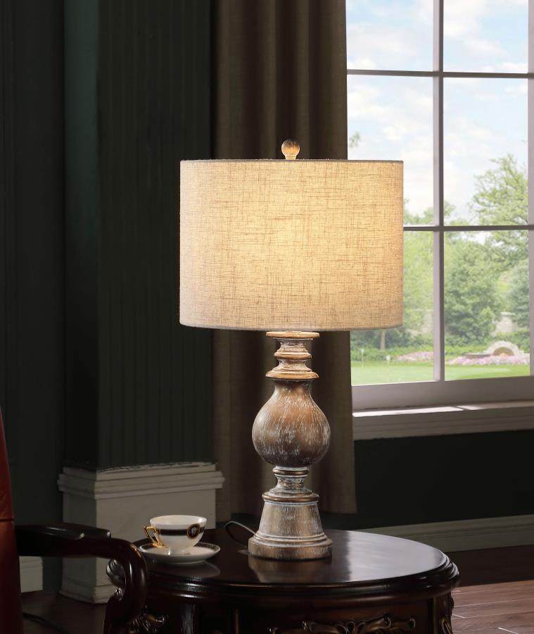 Brie 28-inch Drum Shade Urn Table Lamp Antique Gold