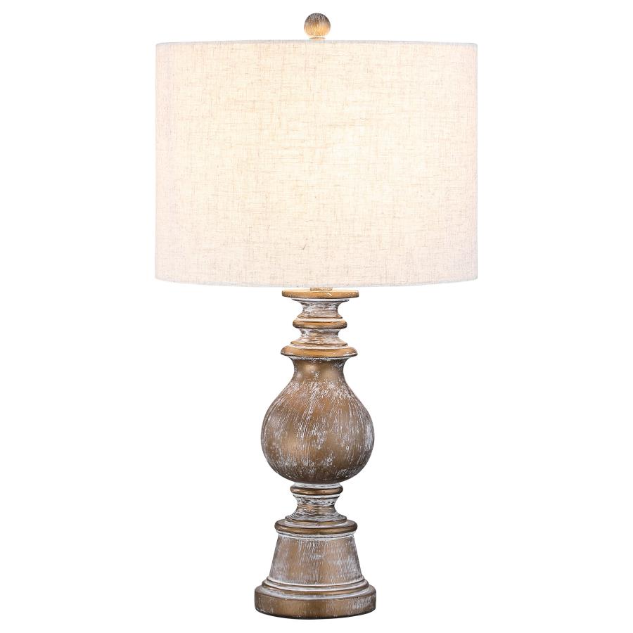 Brie 28-inch Drum Shade Urn Table Lamp Antique Gold-zoom-3