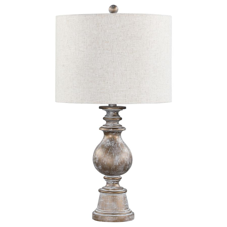 Brie 28-inch Drum Shade Urn Table Lamp Antique Gold-1