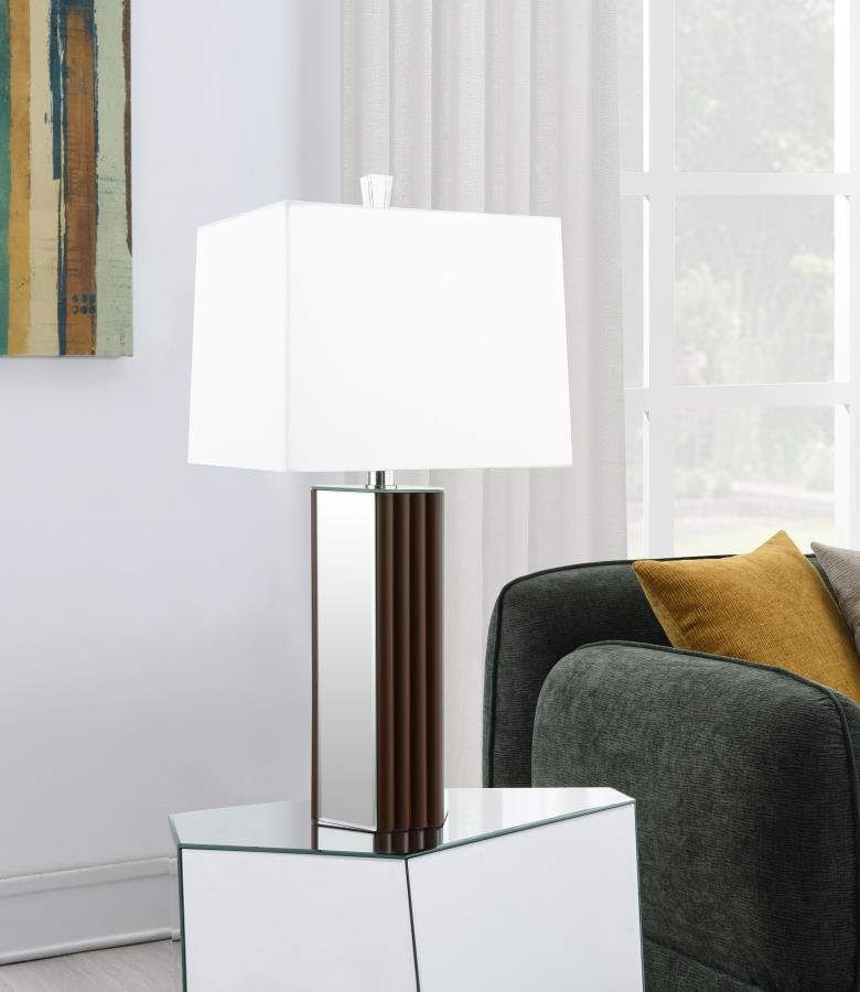 Elena 30-inch Square Tapered Mirrored Table Lamp Brown-zoom-