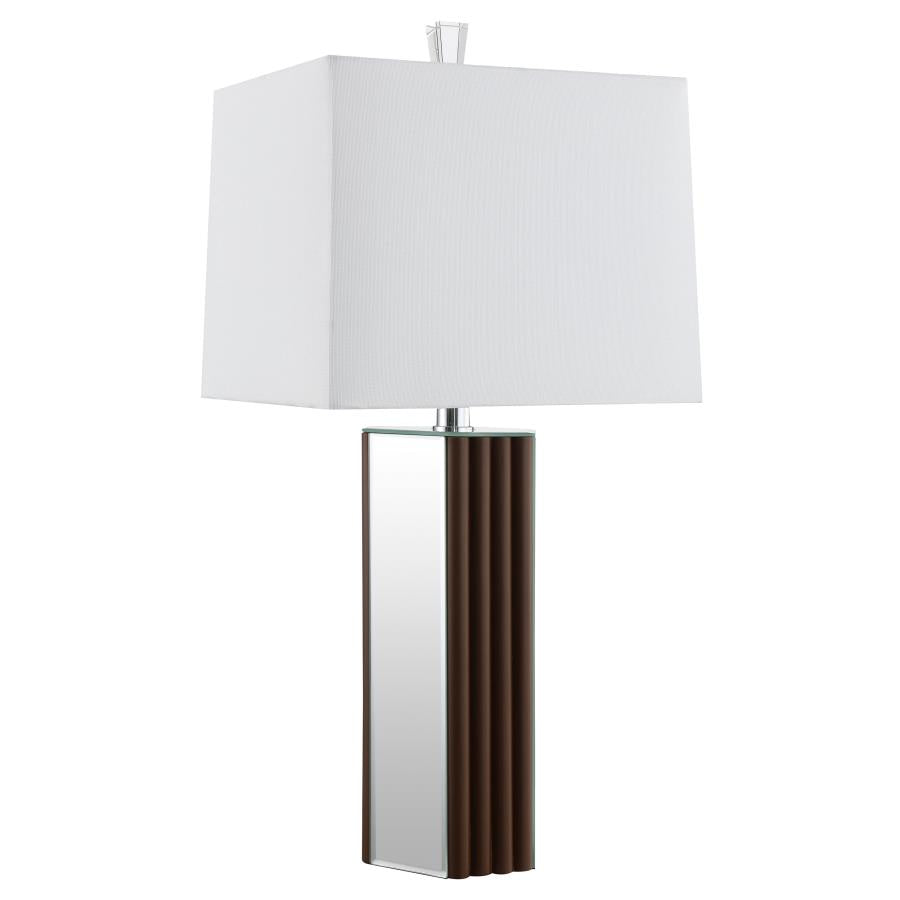 Elena 30-inch Square Tapered Mirrored Table Lamp Brown-1