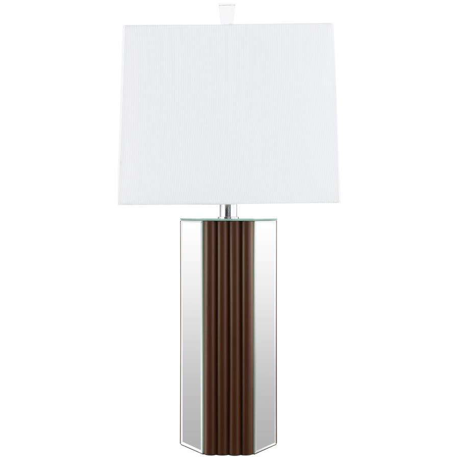 Elena 30-inch Square Tapered Mirrored Table Lamp Brown-4