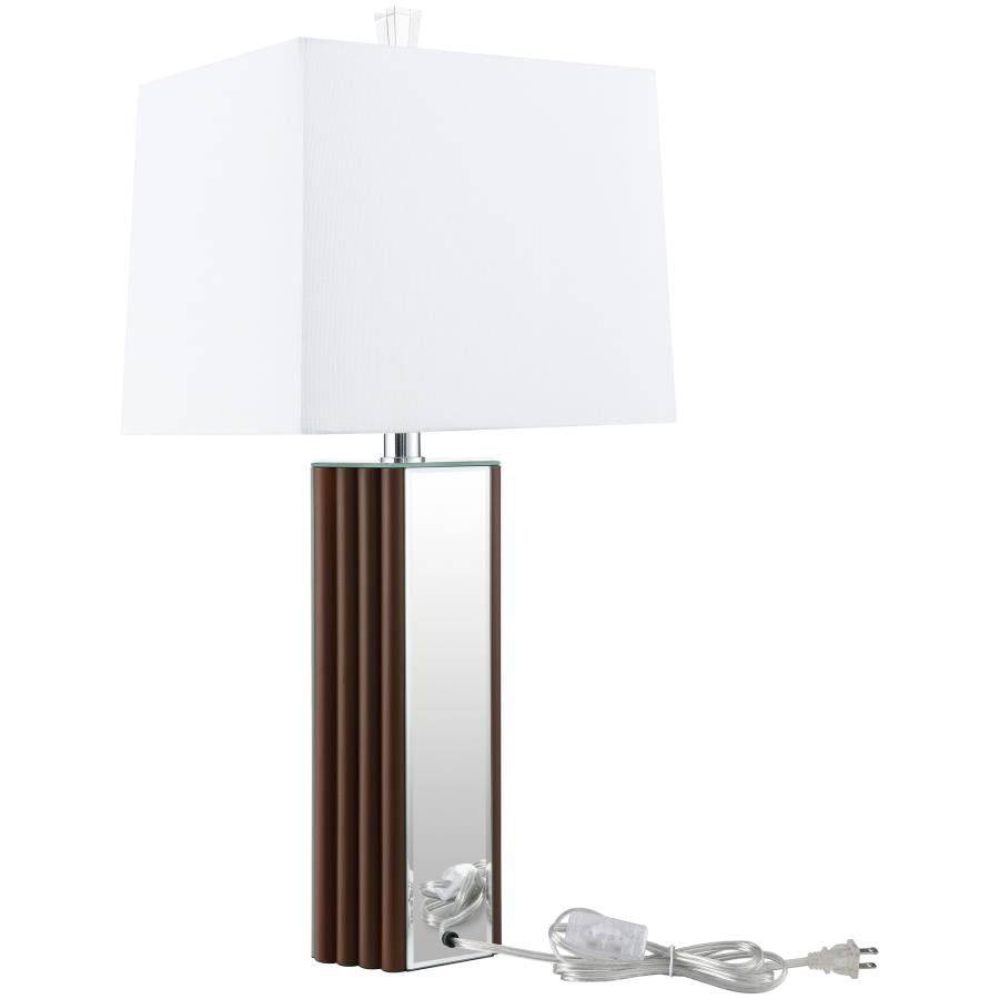 Elena 30-inch Square Tapered Mirrored Table Lamp Brown-6