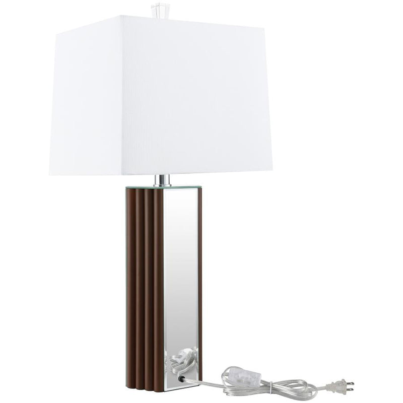 Elena 30-inch Square Tapered Mirrored Table Lamp Brown-zoom-