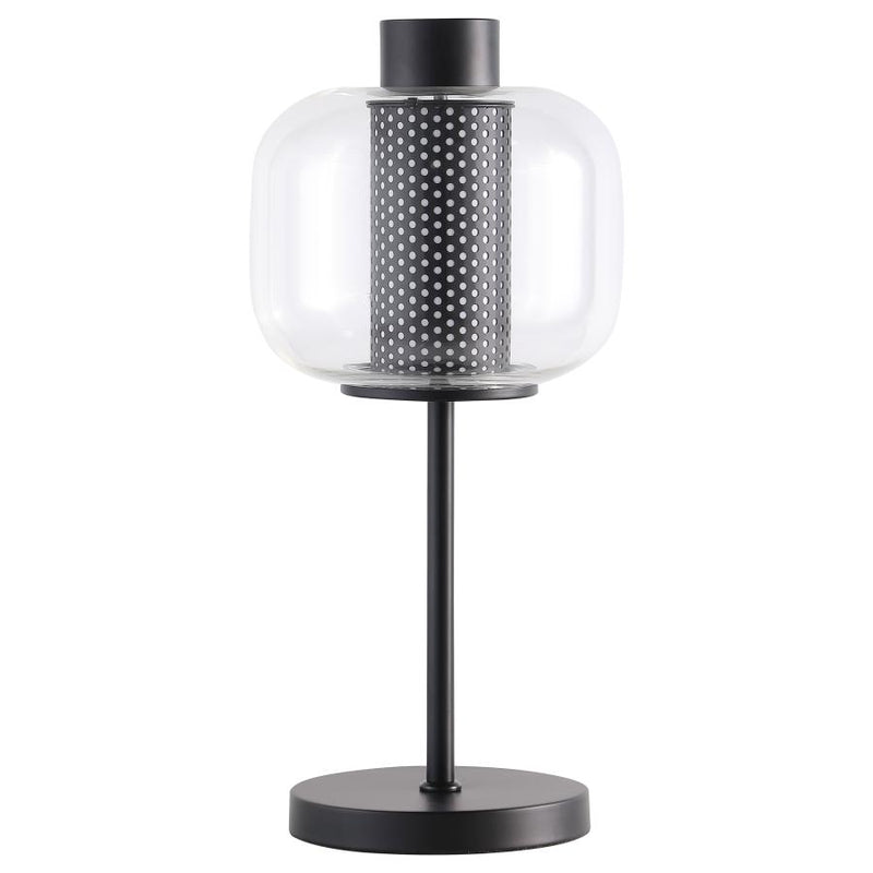 Ingrid 22-inch Glass Shade Bedside Table Lamp Black-zoom-