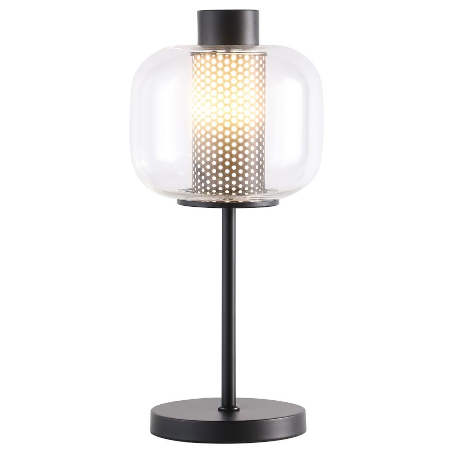 Ingrid 22-inch Glass Shade Bedside Table Lamp Black-zoom-3