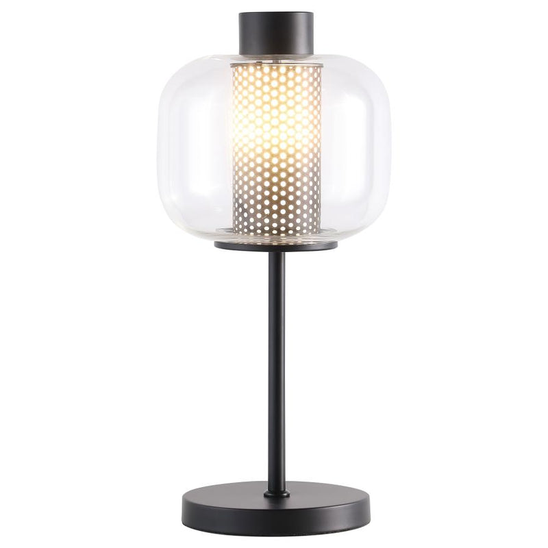 Ingrid 22-inch Glass Shade Bedside Table Lamp Black-zoom-