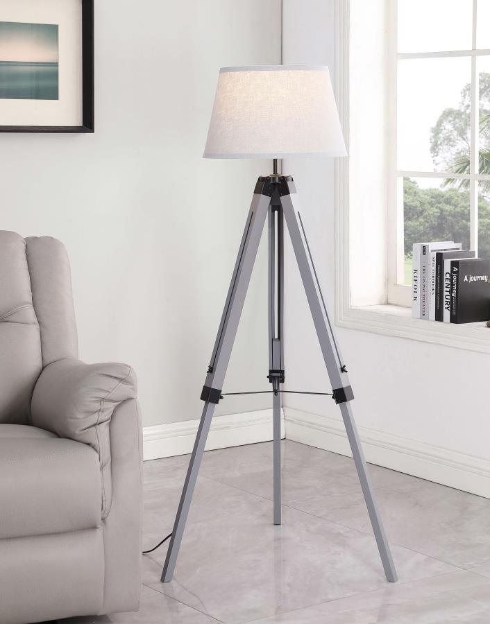 Dayton 56-inch Empire Shade Metal Tripod Floor Lamp Grey-zoom-