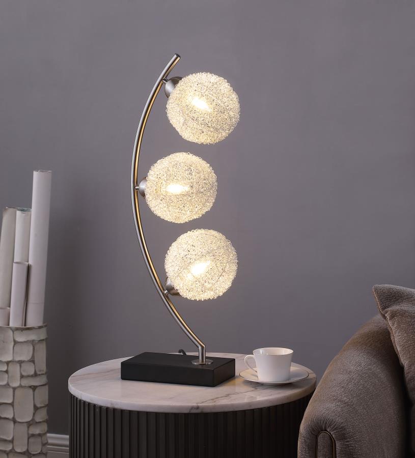 Claudia 30-inch Woven Spherical Metal Table Lamp Black-2