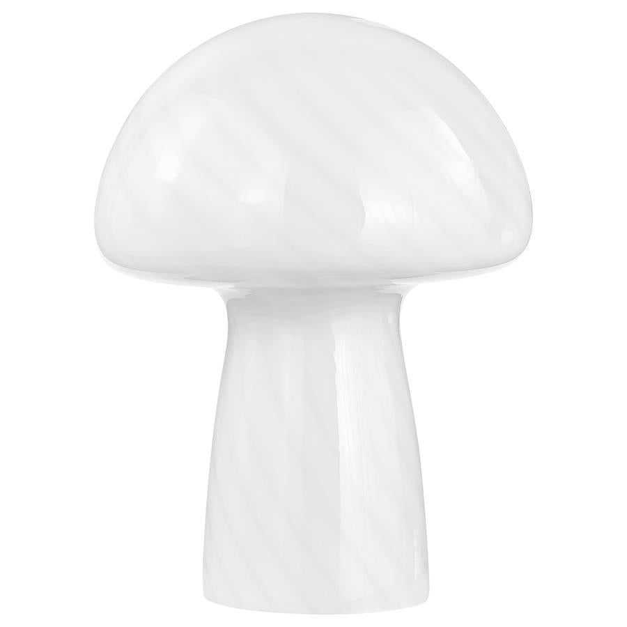 Kanaby Mushroom Shaped Glass Bedside Table Lamp White-zoom-1
