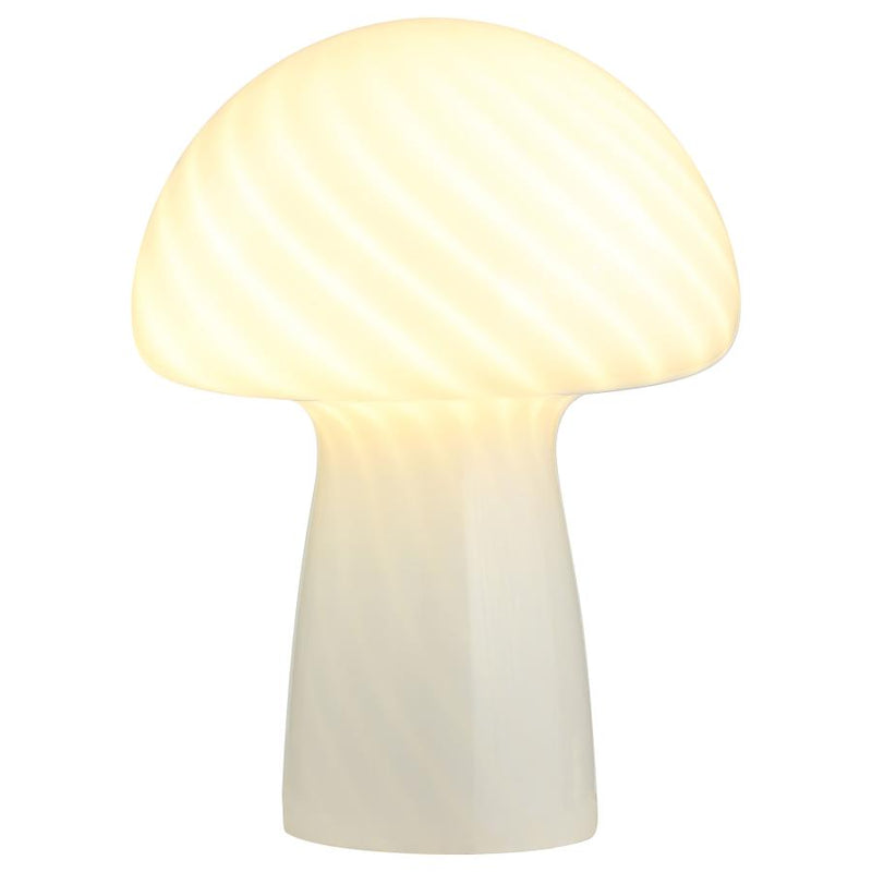 Kanaby Mushroom Shaped Glass Bedside Table Lamp White-zoom-