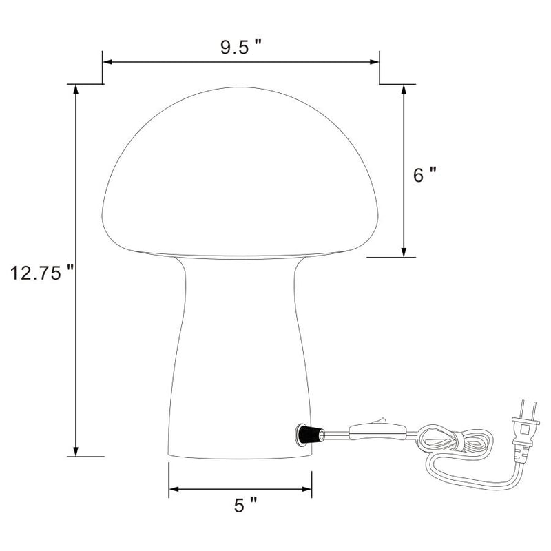 Kanaby Mushroom Shaped Glass Bedside Table Lamp White-zoom-