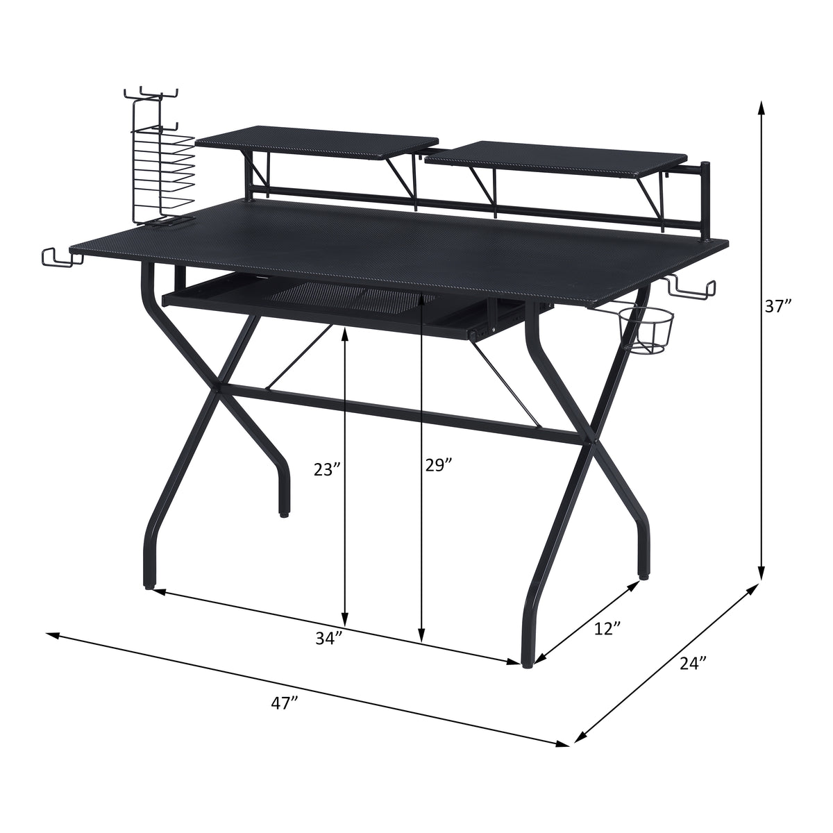 ACME Hartman Gaming Desk – back view – Lusso Furniture Miami