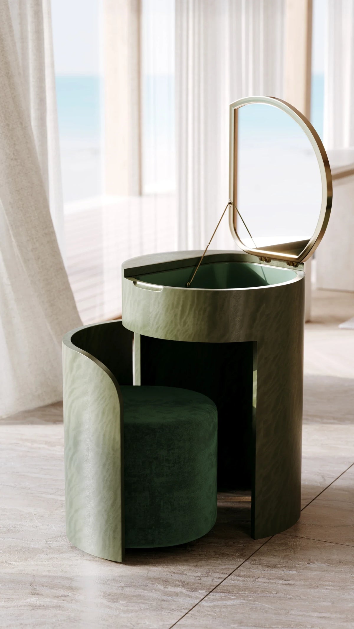 Caracole Absinthe Dressing Vanity – angle view – Lusso Furniture Miami