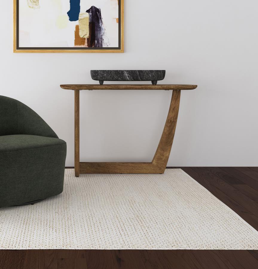 Fletcher Oval Solid Mango Wood Entryway Console Table Brown-2