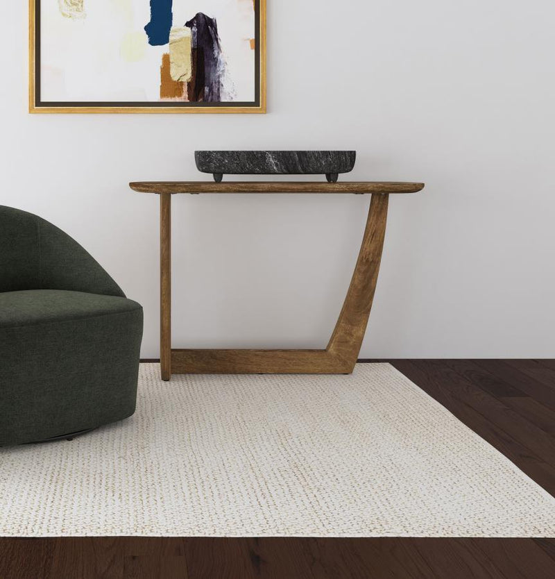 Fletcher Oval Solid Mango Wood Entryway Console Table Brown-zoom-