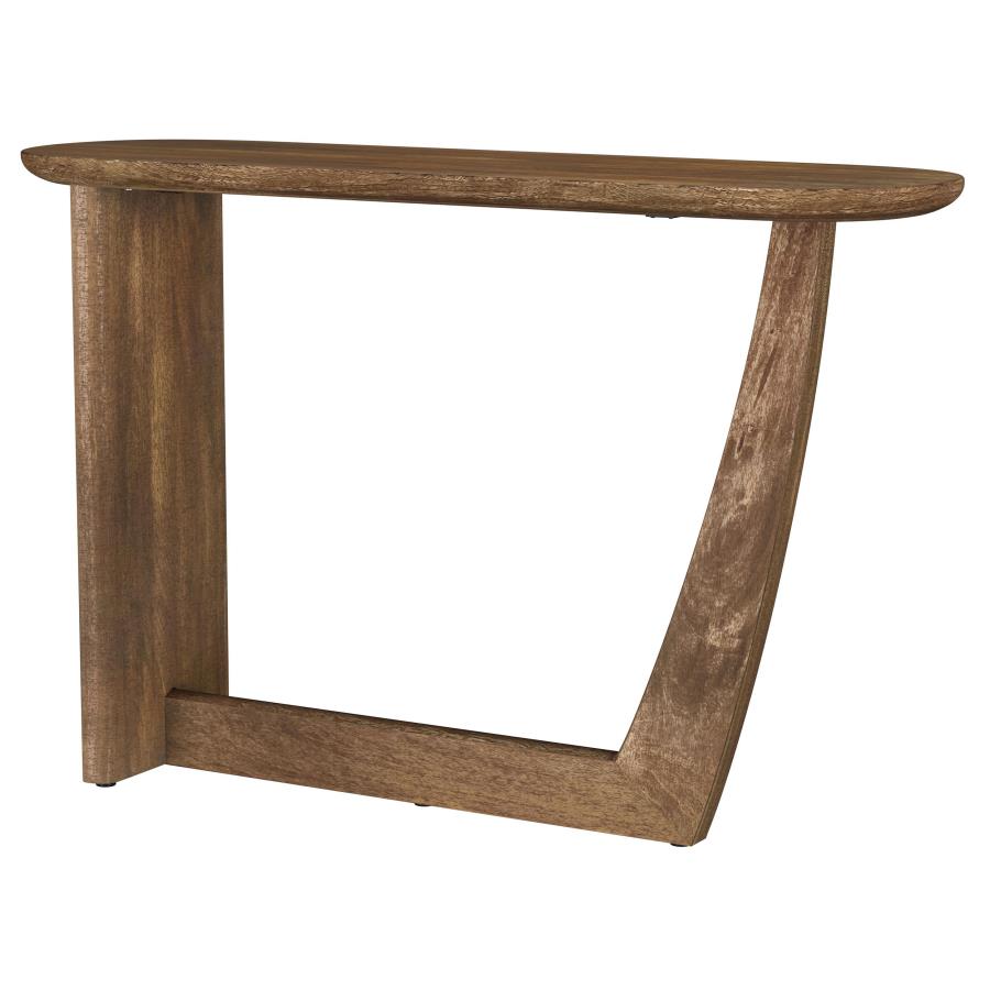 Fletcher Oval Solid Mango Wood Entryway Console Table Brown-1