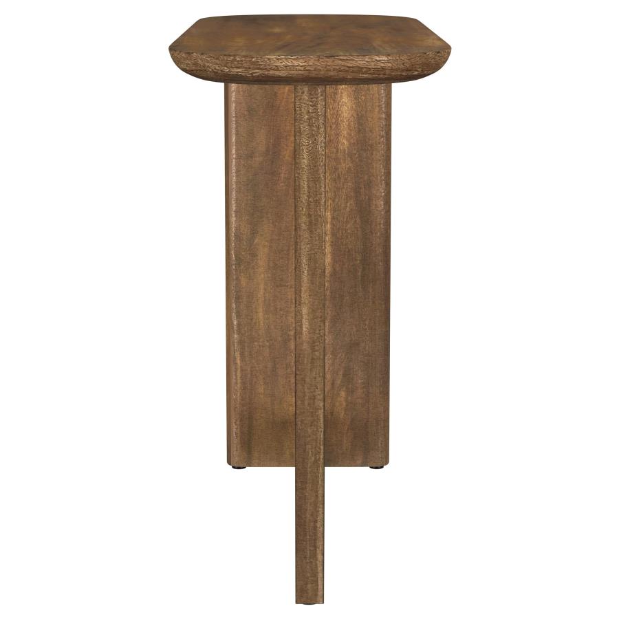 Fletcher Oval Solid Mango Wood Entryway Console Table Brown-3