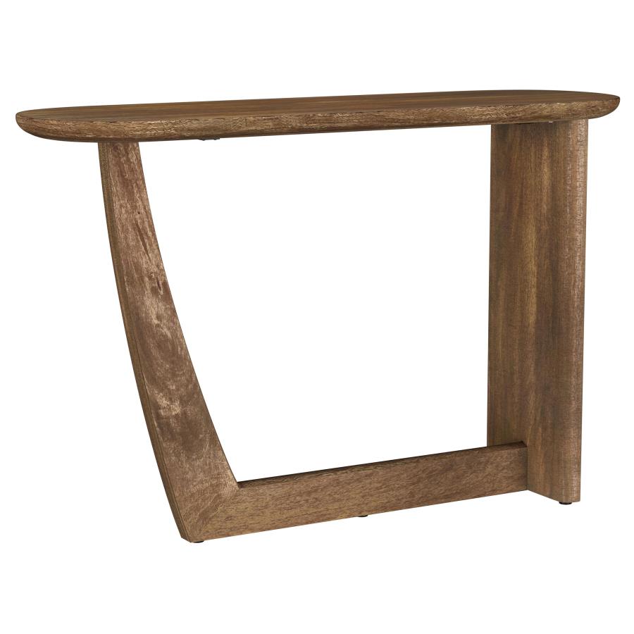 Fletcher Oval Solid Mango Wood Entryway Console Table Brown-zoom-4