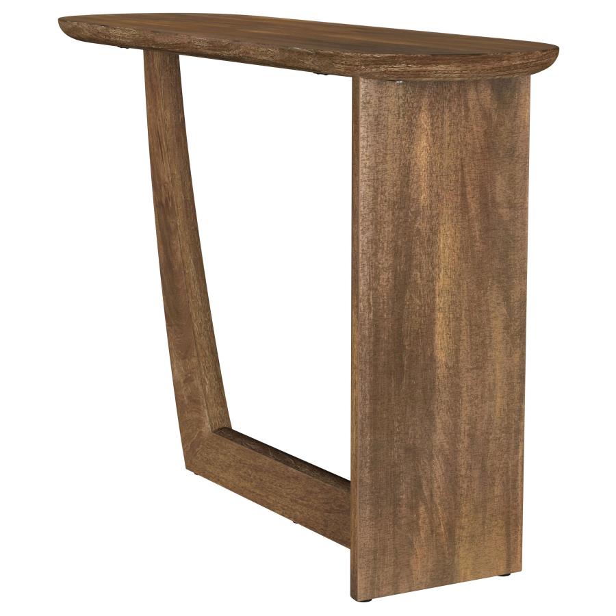 Fletcher Oval Solid Mango Wood Entryway Console Table Brown-zoom-6