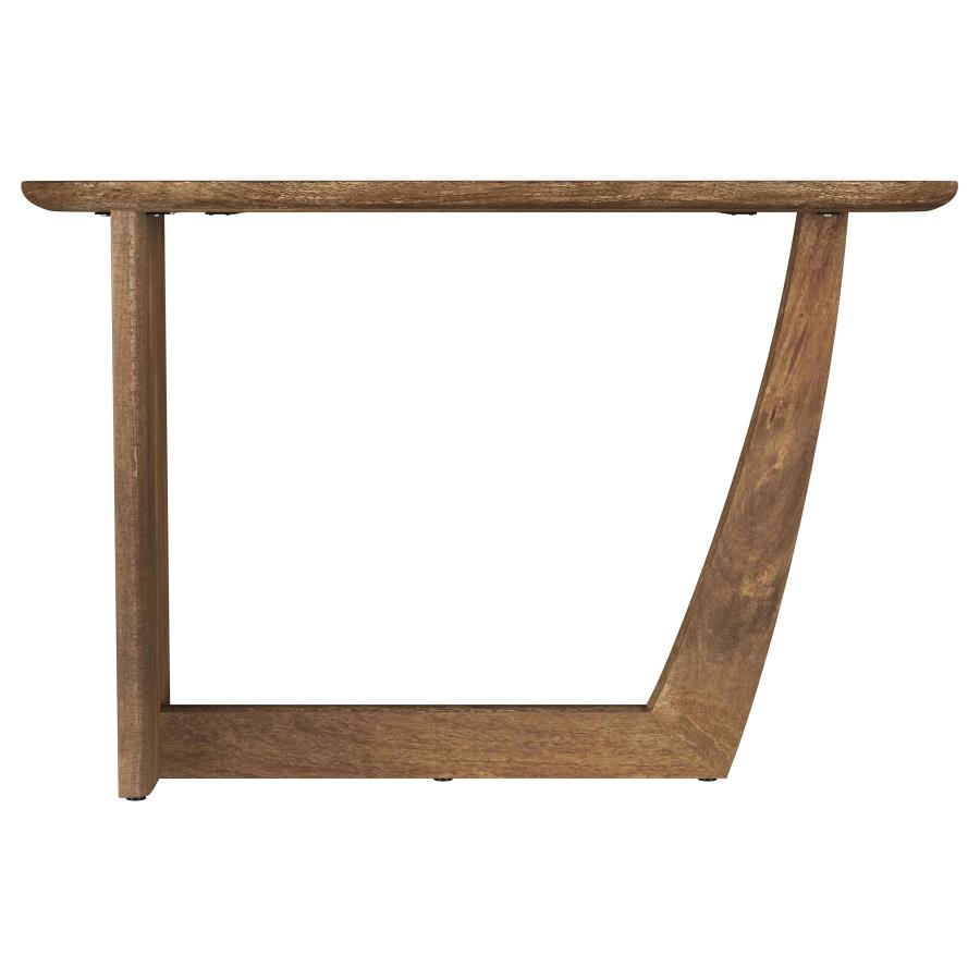 Fletcher Oval Solid Mango Wood Entryway Console Table Brown-9