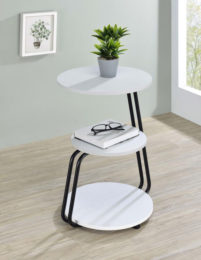 Hilly 3-tier Round Accent Side Table White and Black-zoom-2