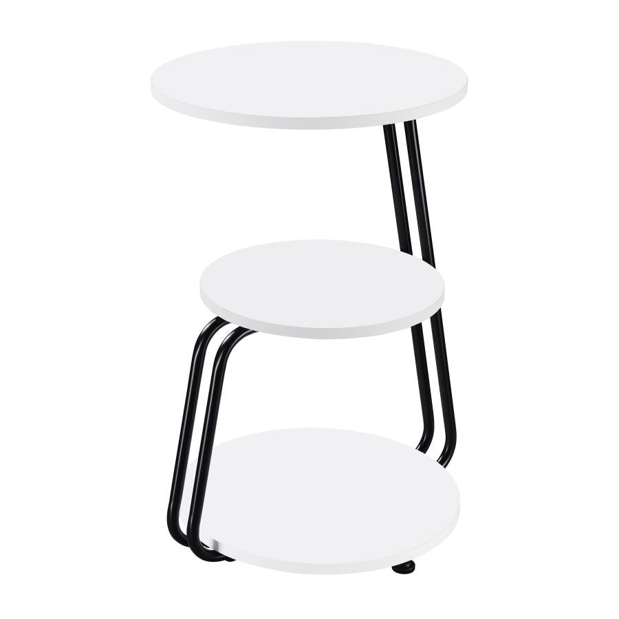 Hilly 3-tier Round Accent Side Table White and Black-zoom-1