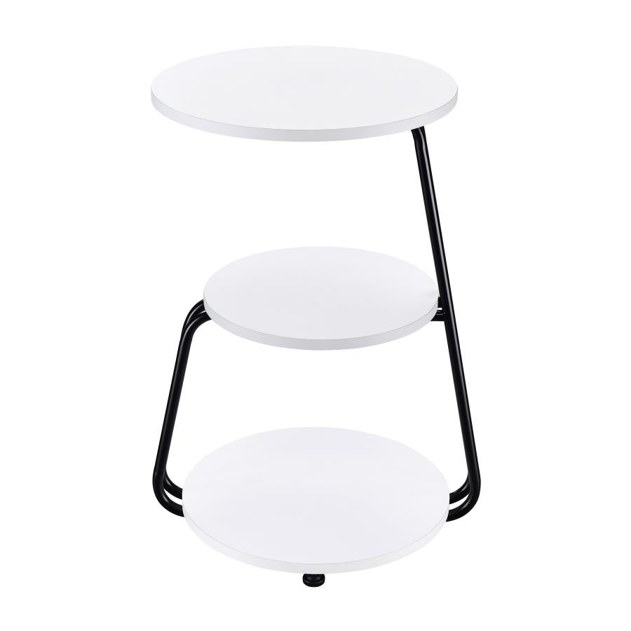 Hilly 3-tier Round Accent Side Table White and Black-zoom-3