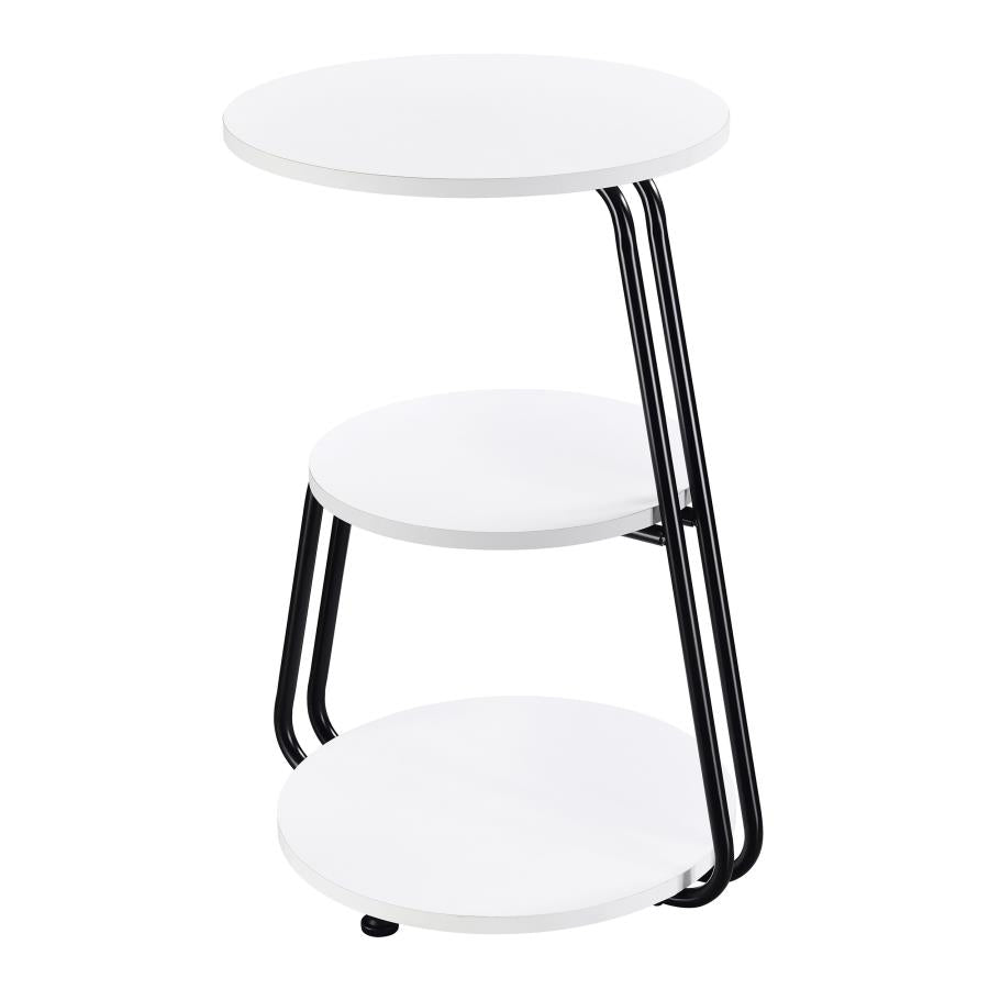 Hilly 3-tier Round Accent Side Table White and Black-zoom-4