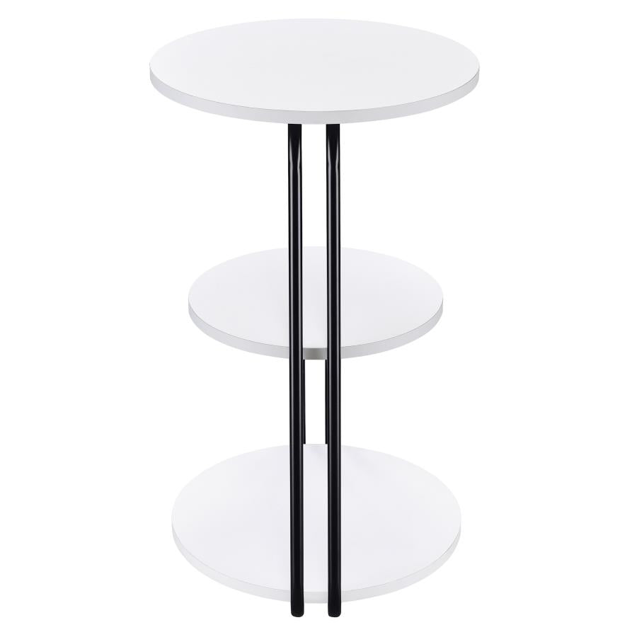 Hilly 3-tier Round Accent Side Table White and Black-zoom-5