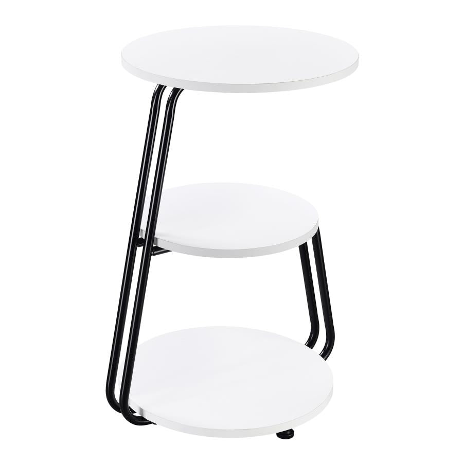 Hilly 3-tier Round Accent Side Table White and Black-zoom-6