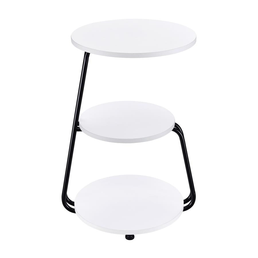 Hilly 3-tier Round Accent Side Table White and Black-zoom-7