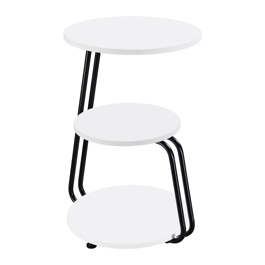 Hilly 3-tier Round Accent Side Table White and Black-8