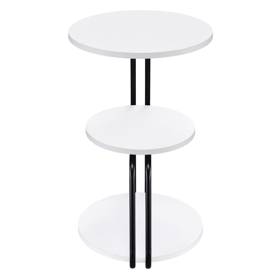 Hilly 3-tier Round Accent Side Table White and Black-9