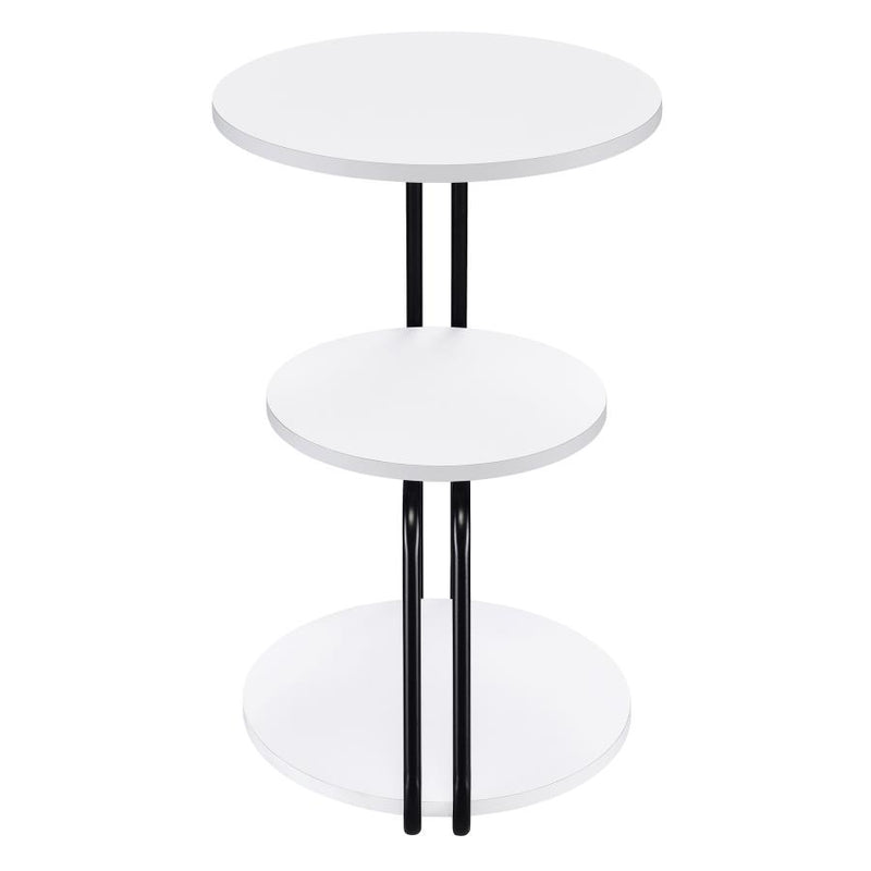 Hilly 3-tier Round Accent Side Table White and Black-zoom-