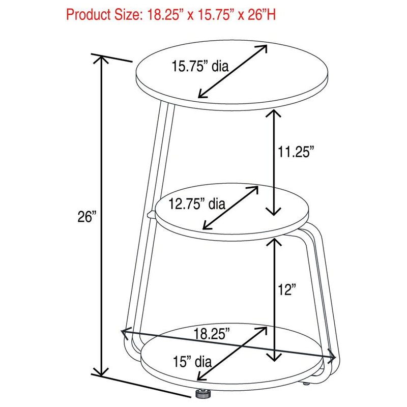 Hilly 3-tier Round Accent Side Table White and Black-zoom-