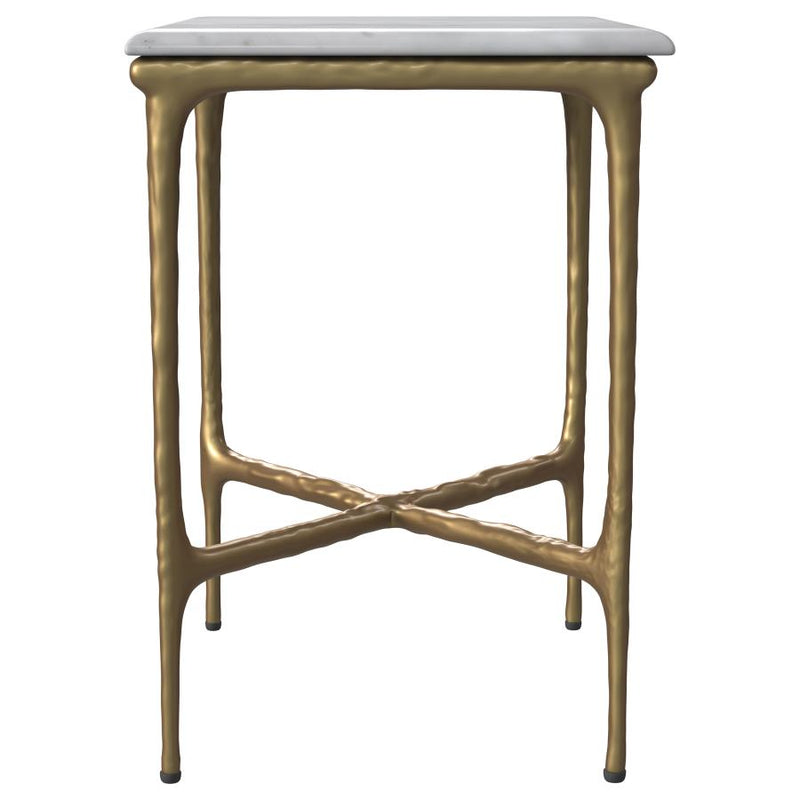 Baldwin Rectangular Marble Top Side Table White and Gold-zoom-