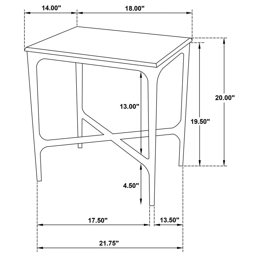 Baldwin Rectangular Marble Top Side Table White and Gold-zoom-7