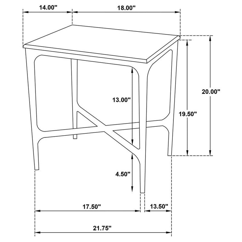 Baldwin Rectangular Marble Top Side Table White and Gold-zoom-
