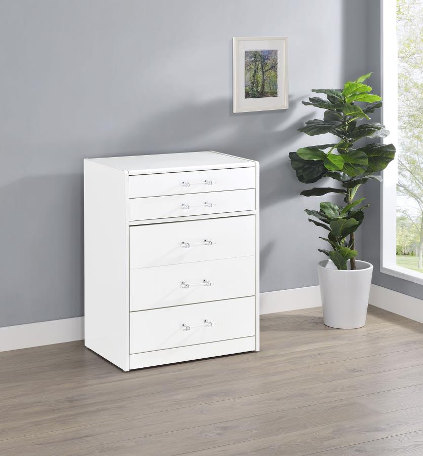 Danbury 3-drawer Makeup Vanity & Stool Set White High Gloss-2