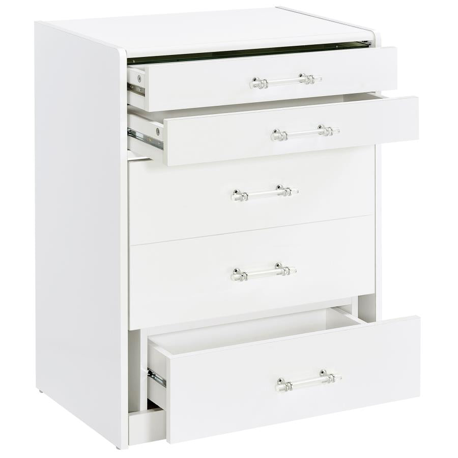 Danbury 3-drawer Makeup Vanity & Stool Set White High Gloss-5
