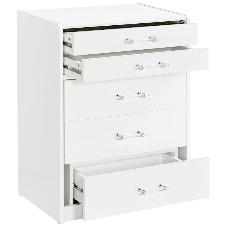 Danbury 3-drawer Makeup Vanity & Stool Set White High Gloss-zoom-