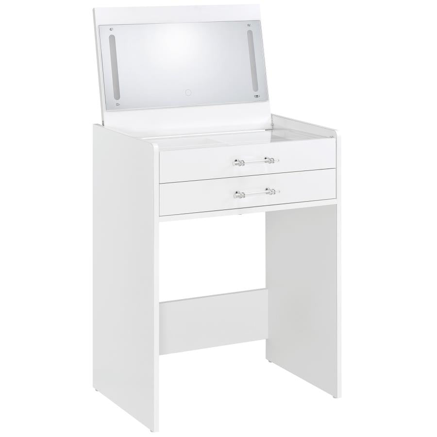 Danbury 3-drawer Makeup Vanity & Stool Set White High Gloss-zoom-7