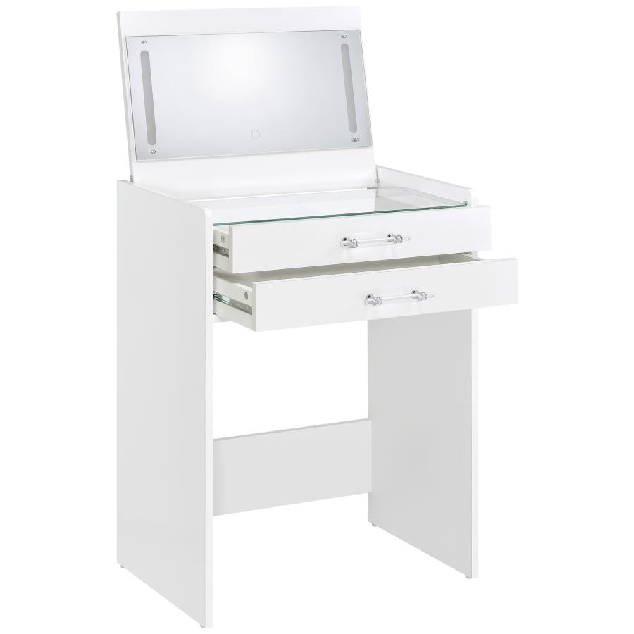 Danbury 3-drawer Makeup Vanity & Stool Set White High Gloss-zoom-8